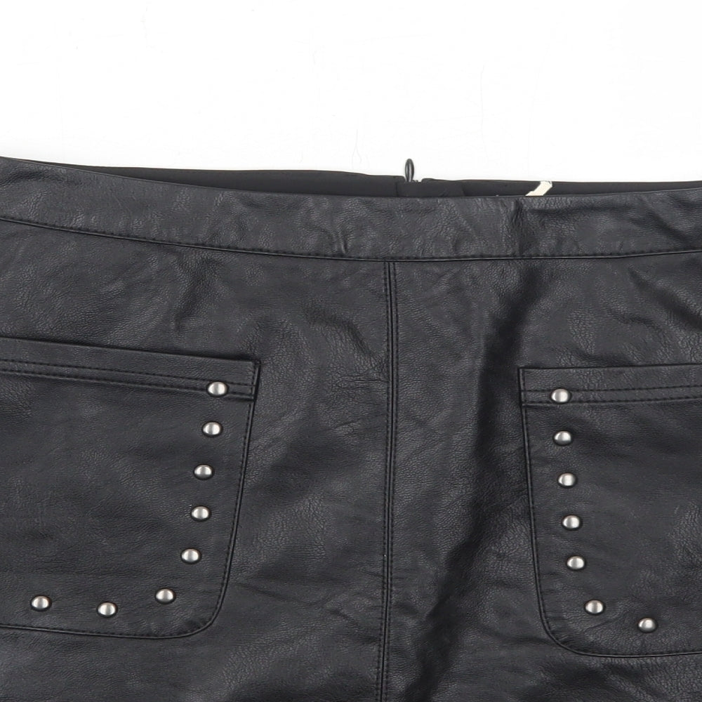 Marks and Spencer Womens Black Polyurethane A-Line Skirt Size 10 Zip