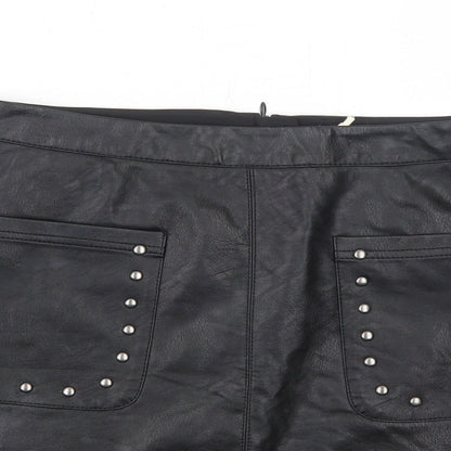 Marks and Spencer Womens Black Polyurethane A-Line Skirt Size 10 Zip