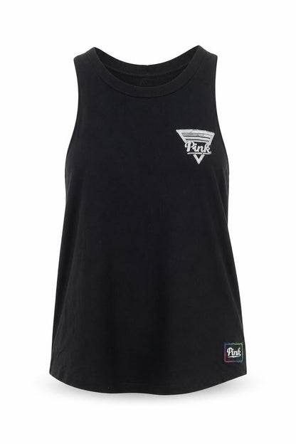 Womens UK Size S PINK Black Basic Tank