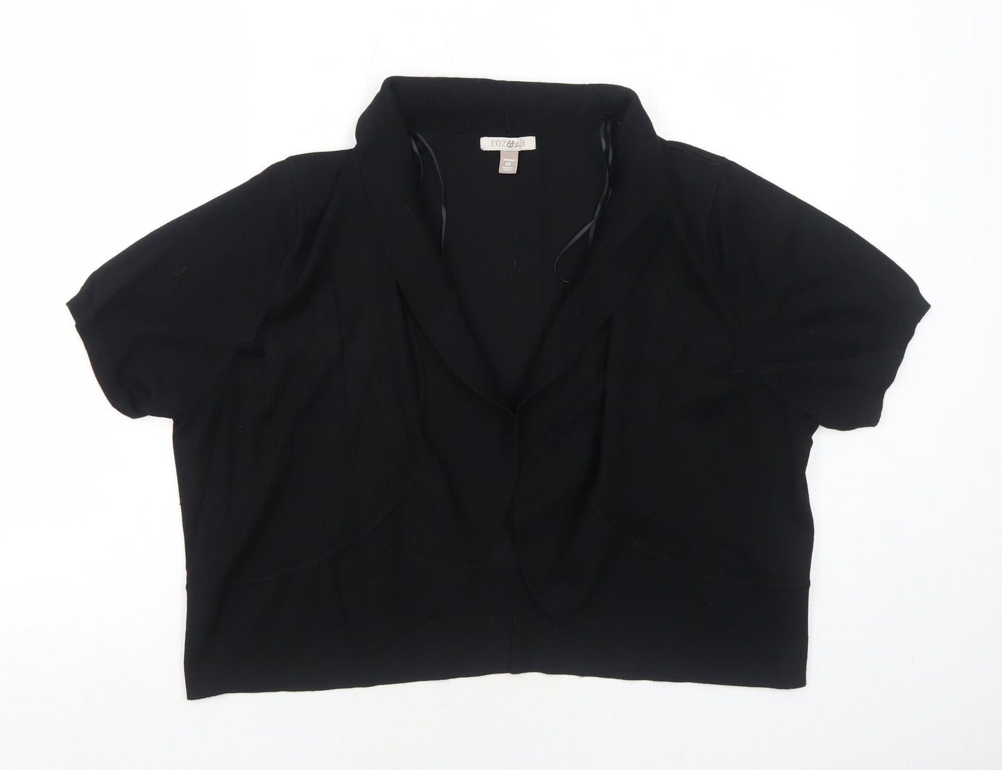 Roz & Ali Womens Black V-Neck Rayon Pullover Jumper Size 2XL