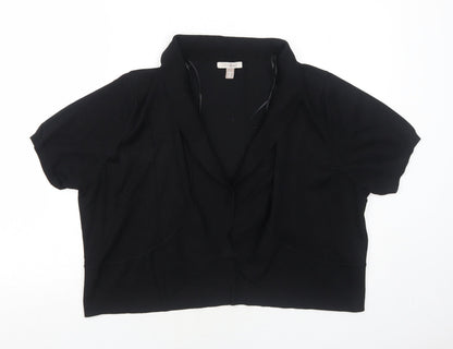 Roz & Ali Womens Black V-Neck Rayon Pullover Jumper Size 2XL
