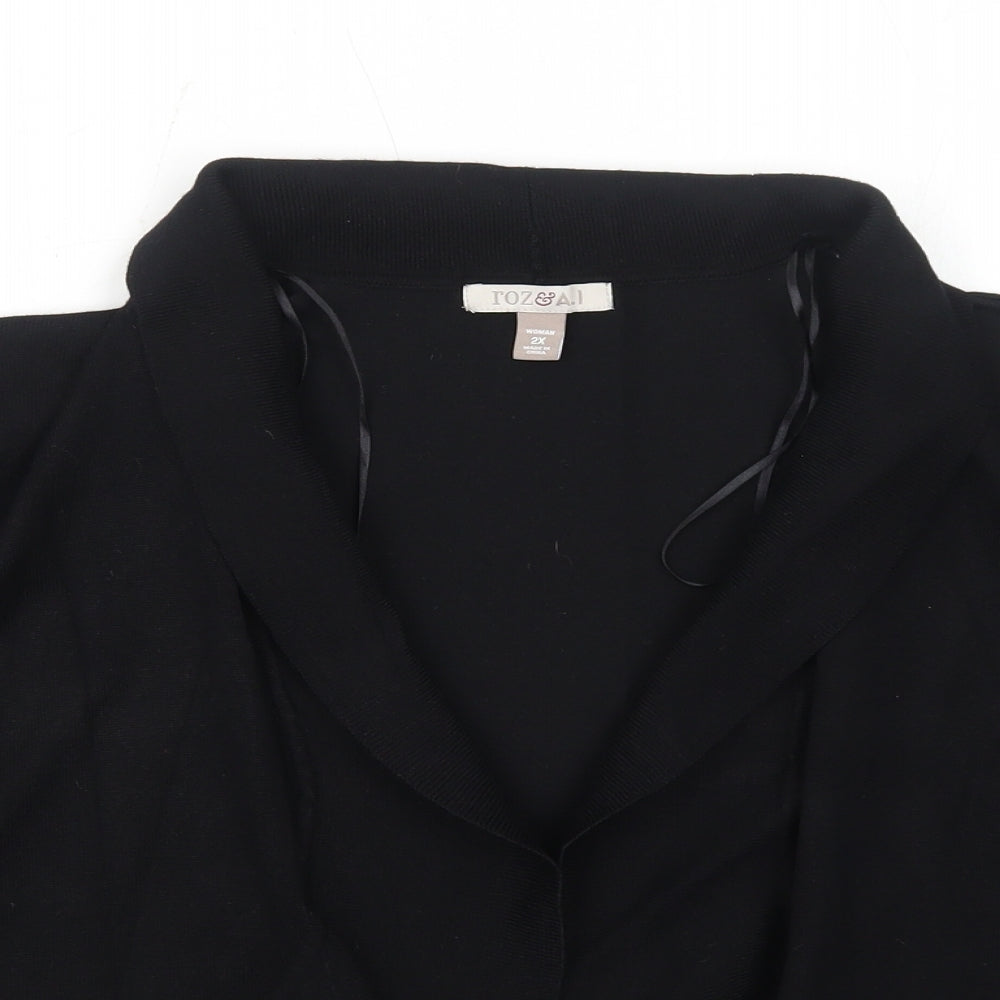 Roz & Ali Womens Black V-Neck Rayon Pullover Jumper Size 2XL