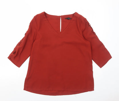 Womens UK Size 8 River Island Orange Basic Blouse