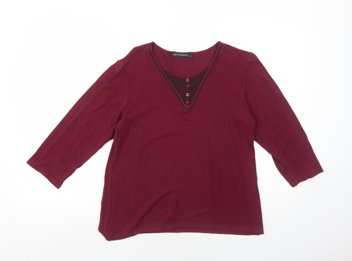 Womens UK Size 14 Just Elegance Red Basic T-Shirt