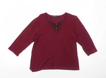 Womens UK Size 14 Just Elegance Red Basic T-Shirt