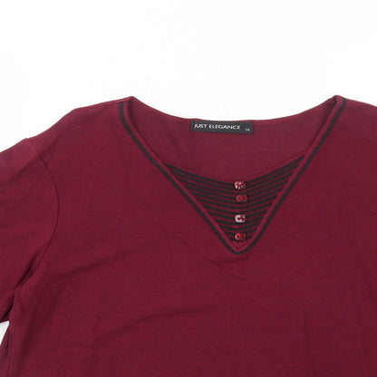 Womens UK Size 14 Just Elegance Red Basic T-Shirt