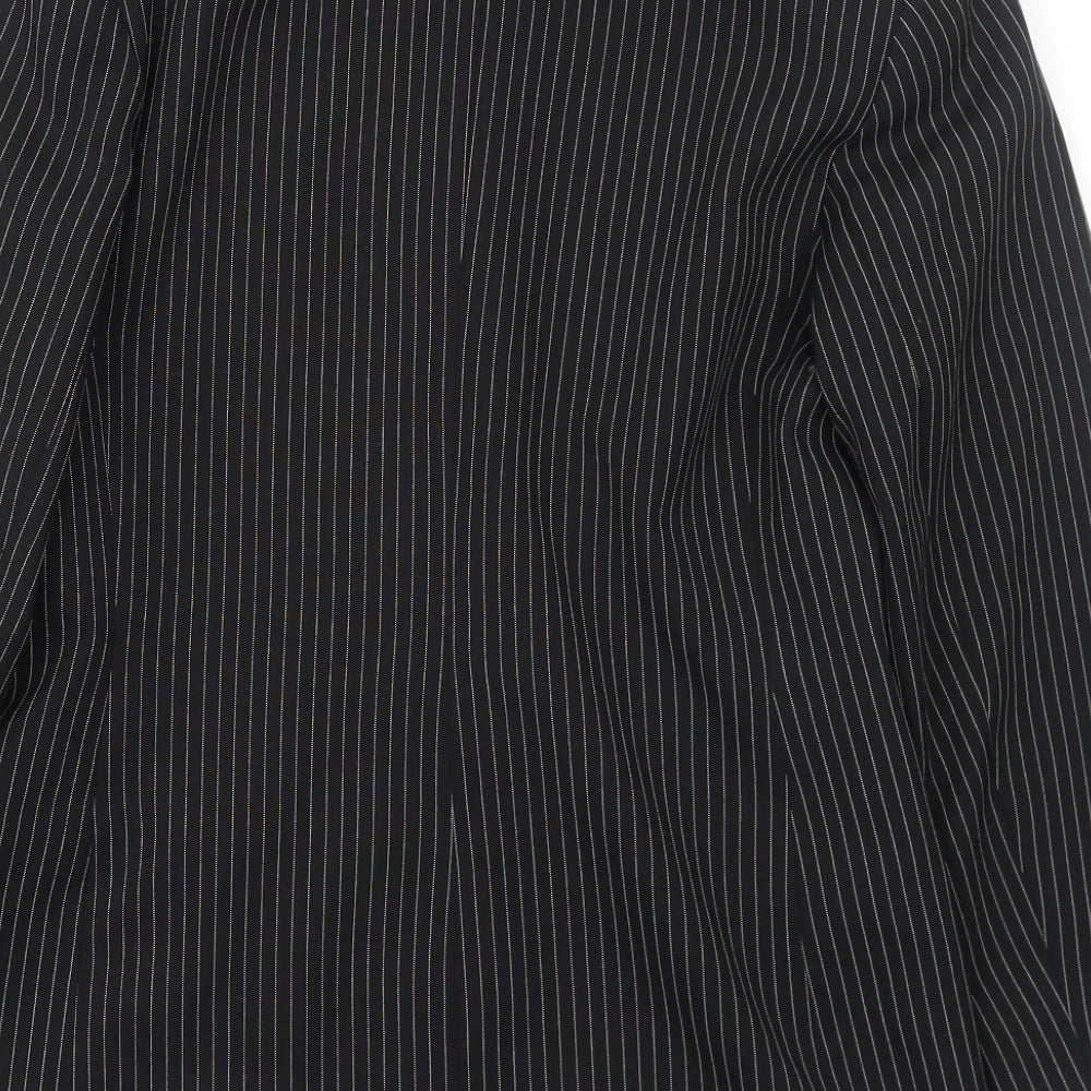 Bonmarché Womens Black Pinstripe Polyester Jacket Suit Jacket Size 14