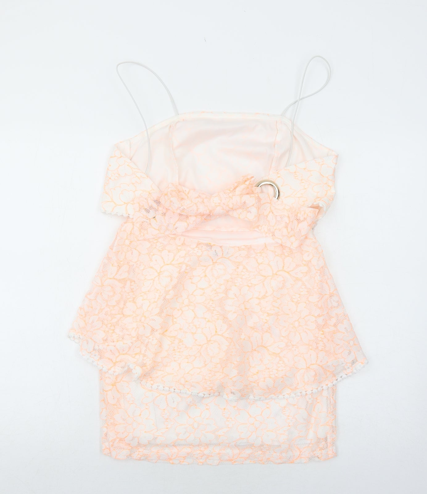 PRETTYLITTLETHING Womens White Floral Polyester Slip Dress Size 10 Square Neck Zip