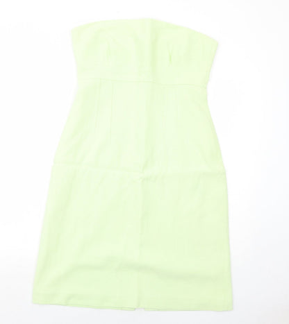 Oasis Womens Green Cotton A-Line Size 14 Square Neck Zip