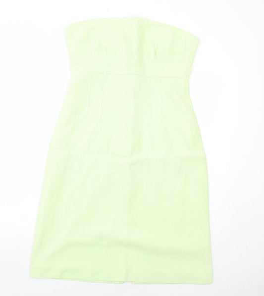 Oasis Womens Green Cotton A-Line Size 14 Square Neck Zip