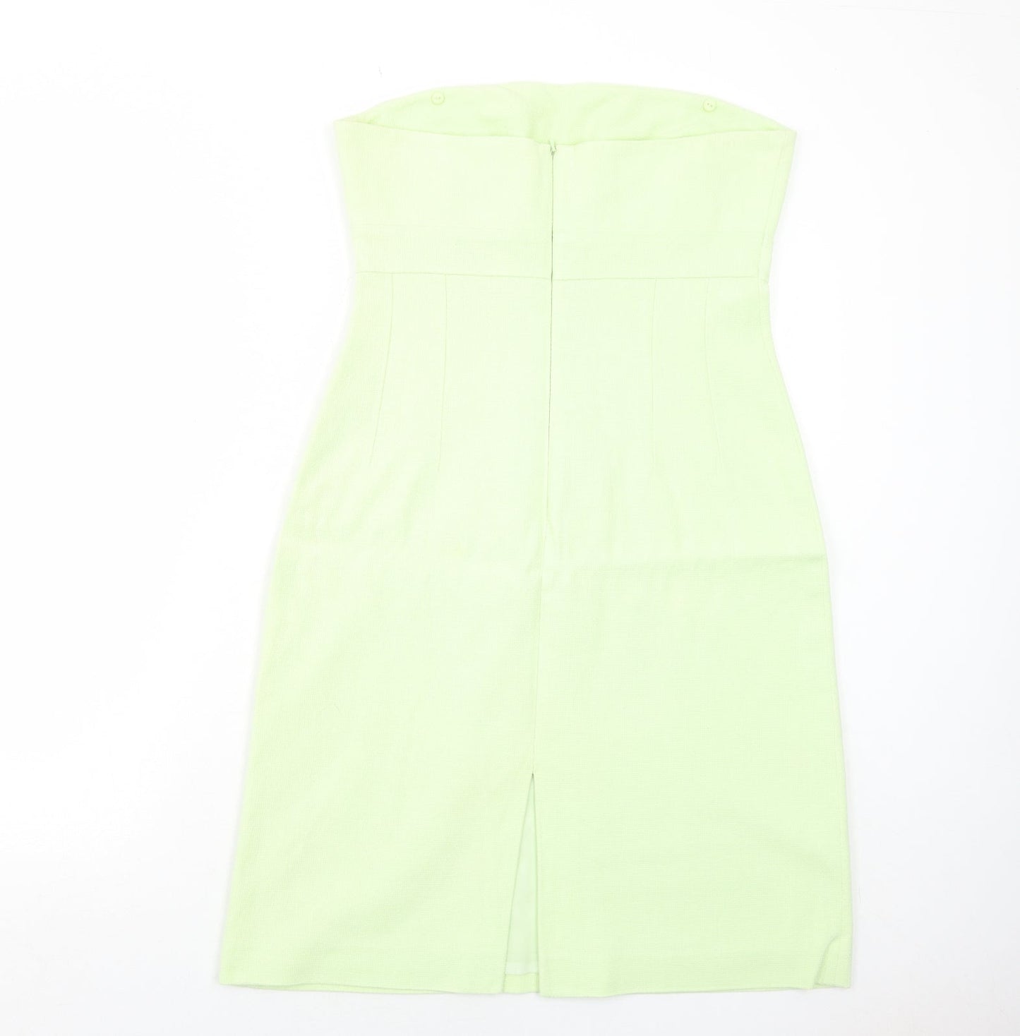 Oasis Womens Green Cotton A-Line Size 14 Square Neck Zip