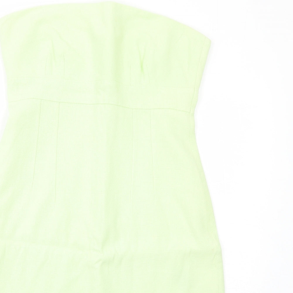 Oasis Womens Green Cotton A-Line Size 14 Square Neck Zip