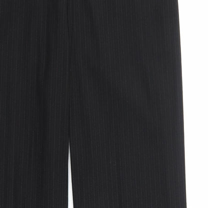 Boss Womens Black Striped Cotton Dress Pants Trousers Size 14 Regular Zip