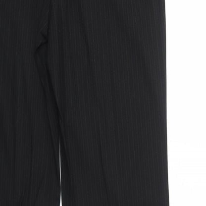 Boss Womens Black Striped Cotton Dress Pants Trousers Size 14 Regular Zip