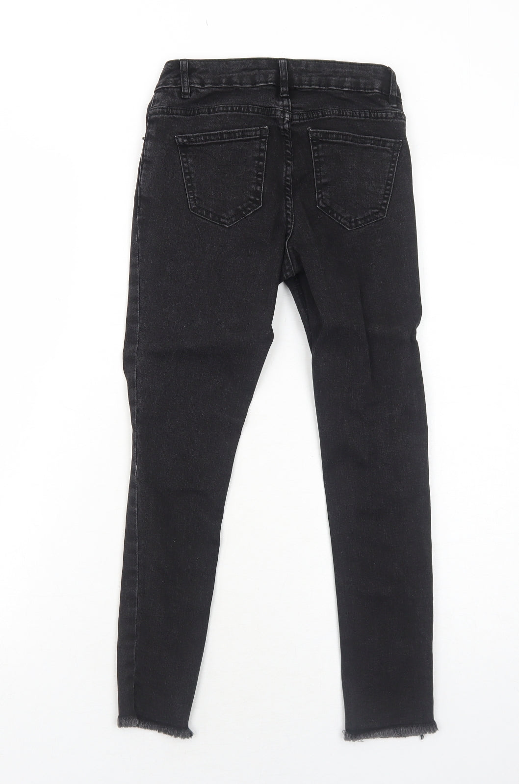 New Look Girls Black Cotton Skinny Jeans Size 10 Years Regular Zip - Distressed