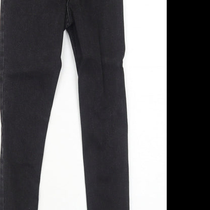 New Look Girls Black Cotton Skinny Jeans Size 10 Years Regular Zip - Distressed