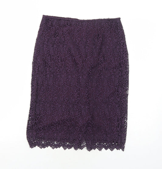 La Redoute Womens Purple Polyester Straight & Pencil Skirt Size 6 Zip