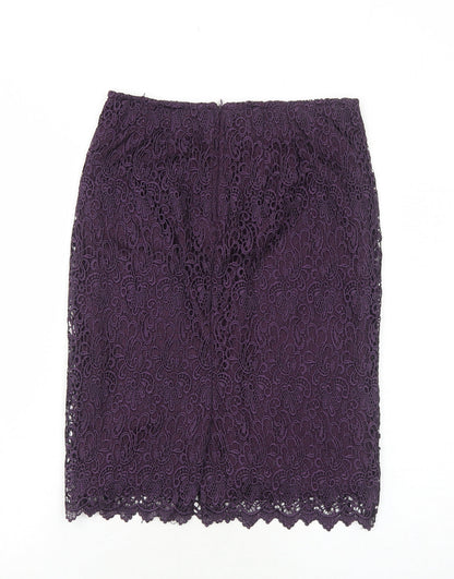 La Redoute Womens Purple Polyester Straight & Pencil Skirt Size 6 Zip