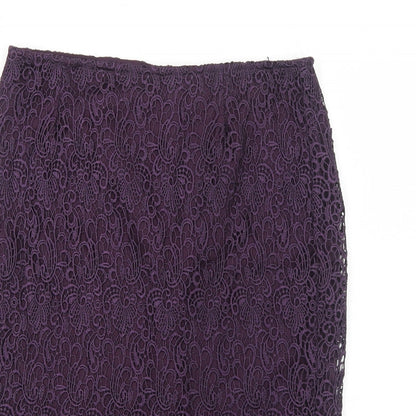 La Redoute Womens Purple Polyester Straight & Pencil Skirt Size 6 Zip