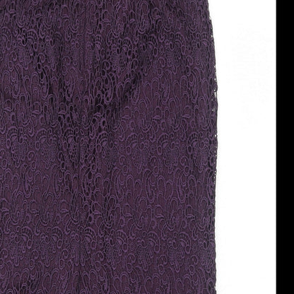 La Redoute Womens Purple Polyester Straight & Pencil Skirt Size 6 Zip