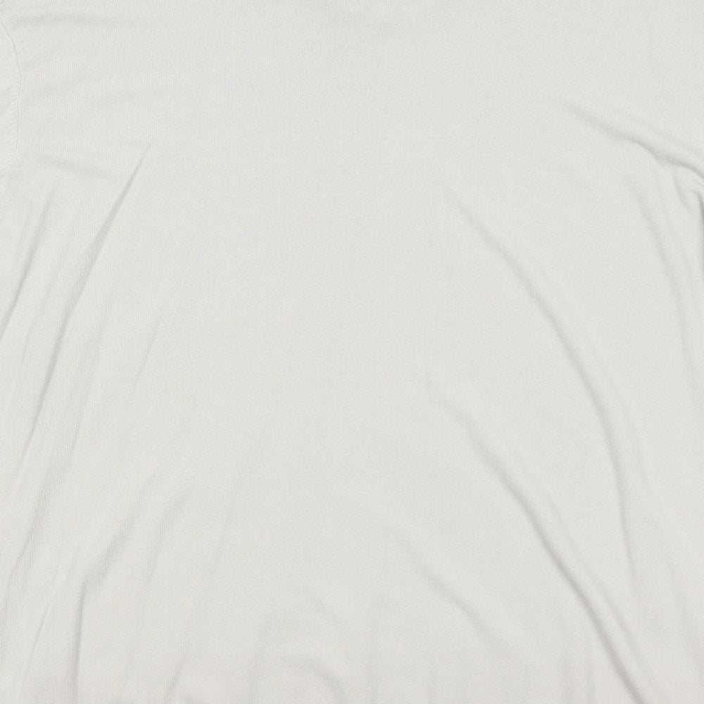 Beauty Women Womens White Viscose Jumper Dress Size L V-Neck Pullover - Size L-XL