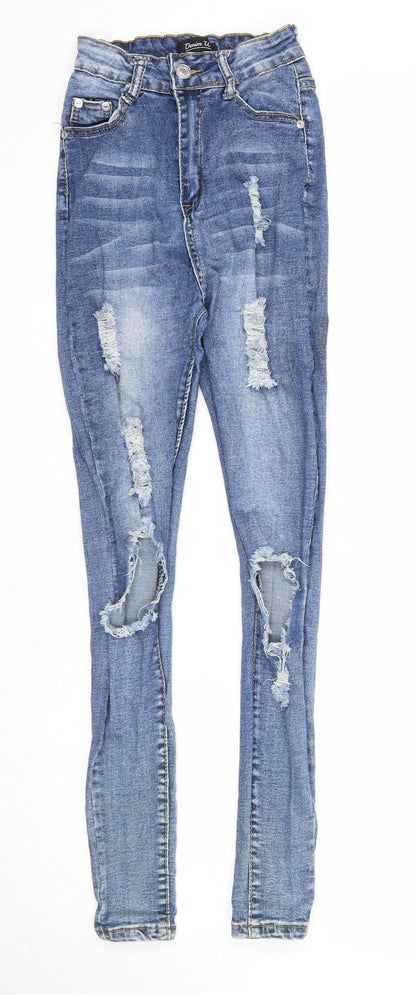 Womens UK Size 8 Denim Wise Regular Fit Skinny Blue Jeans