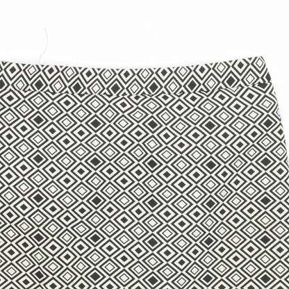 Marks and Spencer Womens Black Geometric Polyester A-Line Skirt Size 8 Zip