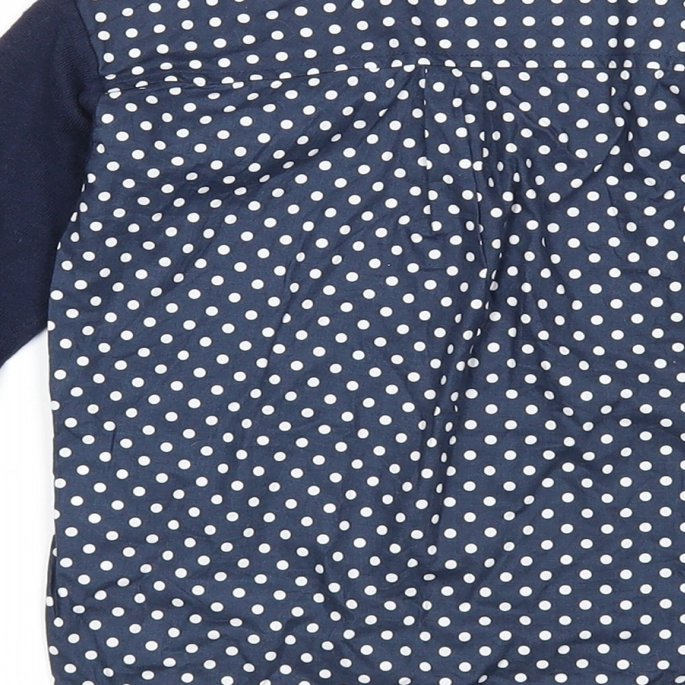 Crewcuts Girls Blue Round Neck Polka Dot Cotton Pullover Jumper Size 3 Years Pullover