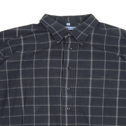 Mens UK Size L Cohesion Grey  Button-Up Long Sleeve Casual Shirt