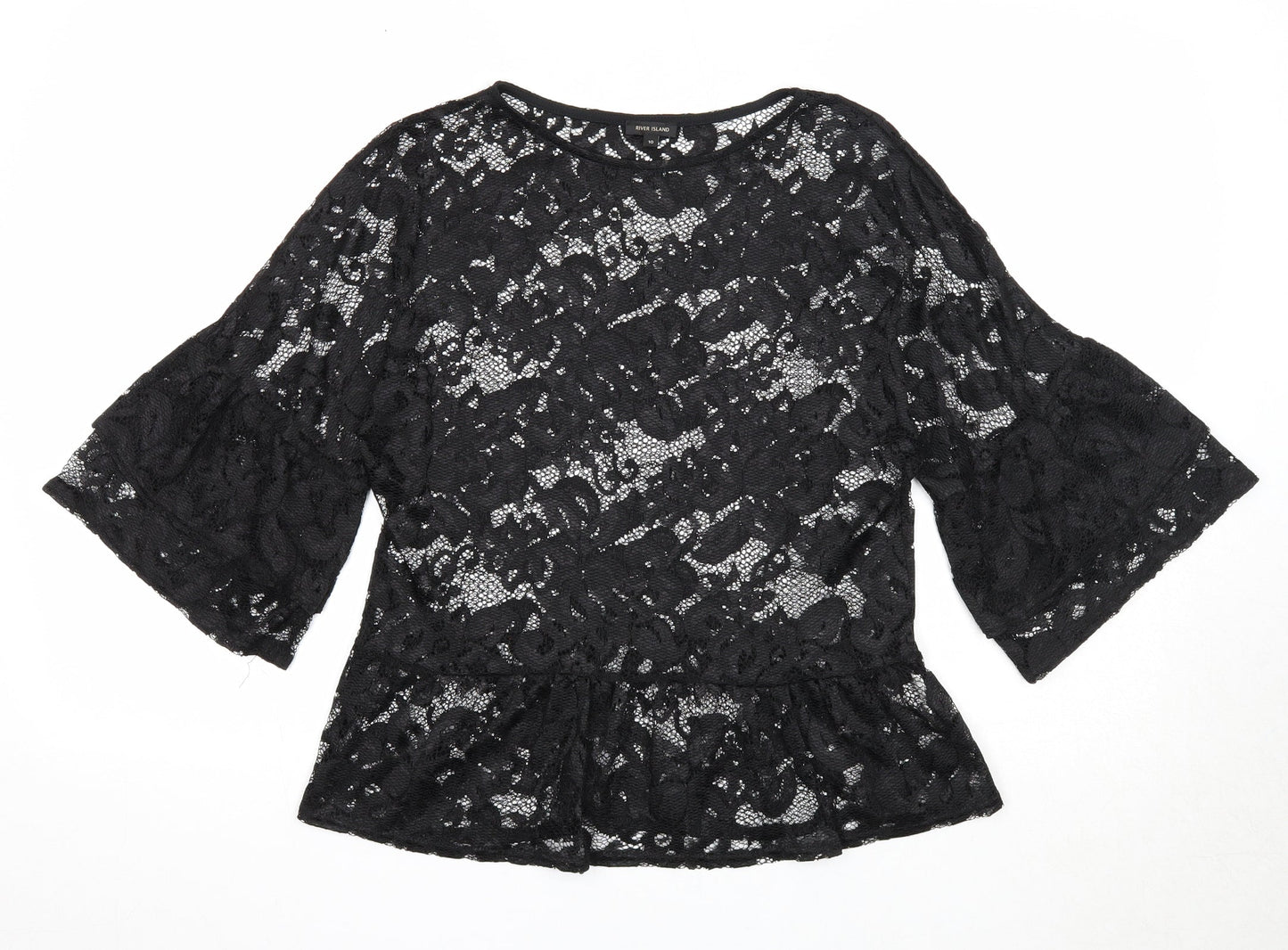 Womens UK Size 10 River Island Black Basic Blouse