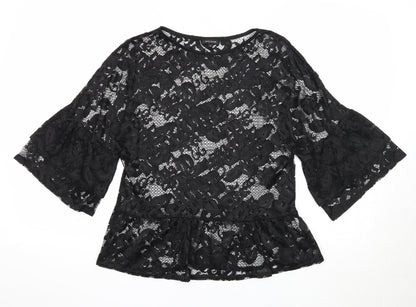 Womens UK Size 10 River Island Black Basic Blouse