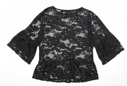 Womens UK Size 10 River Island Black Basic Blouse