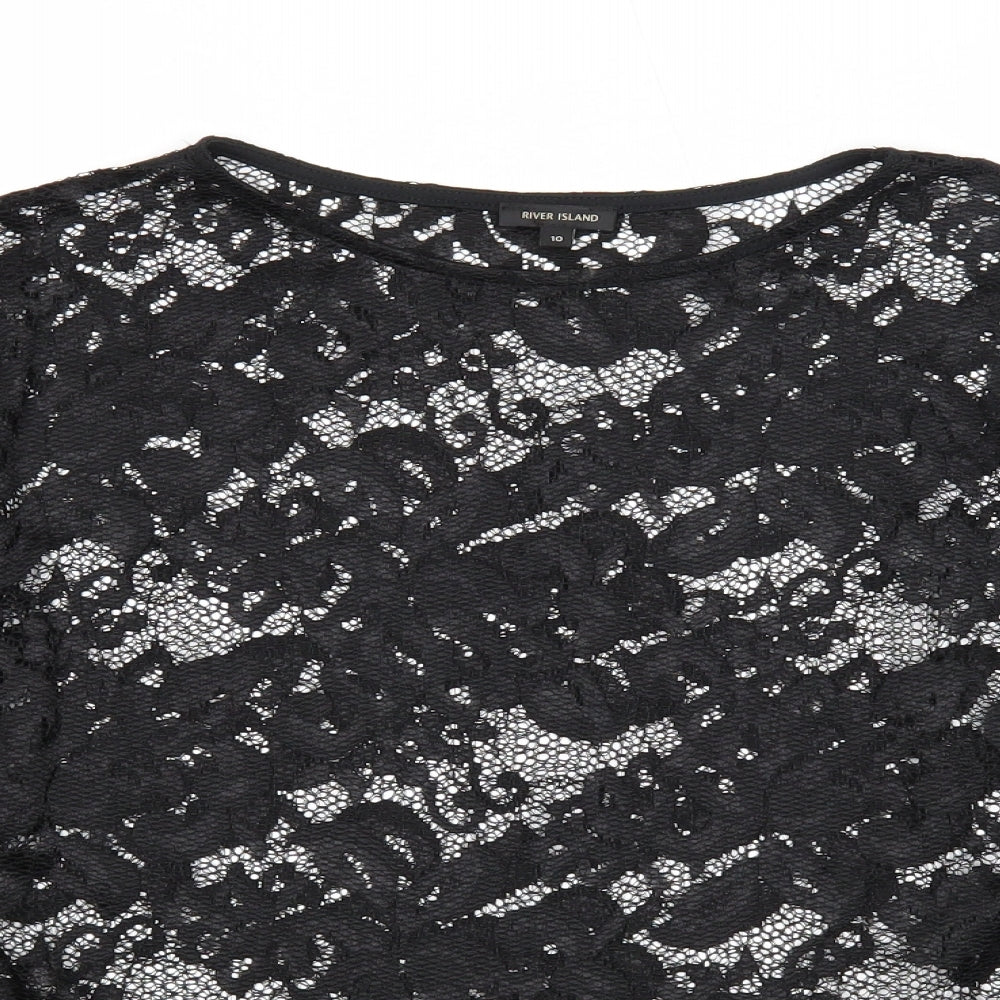 Womens UK Size 10 River Island Black Basic Blouse