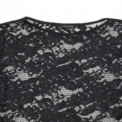 Womens UK Size 10 River Island Black Basic Blouse