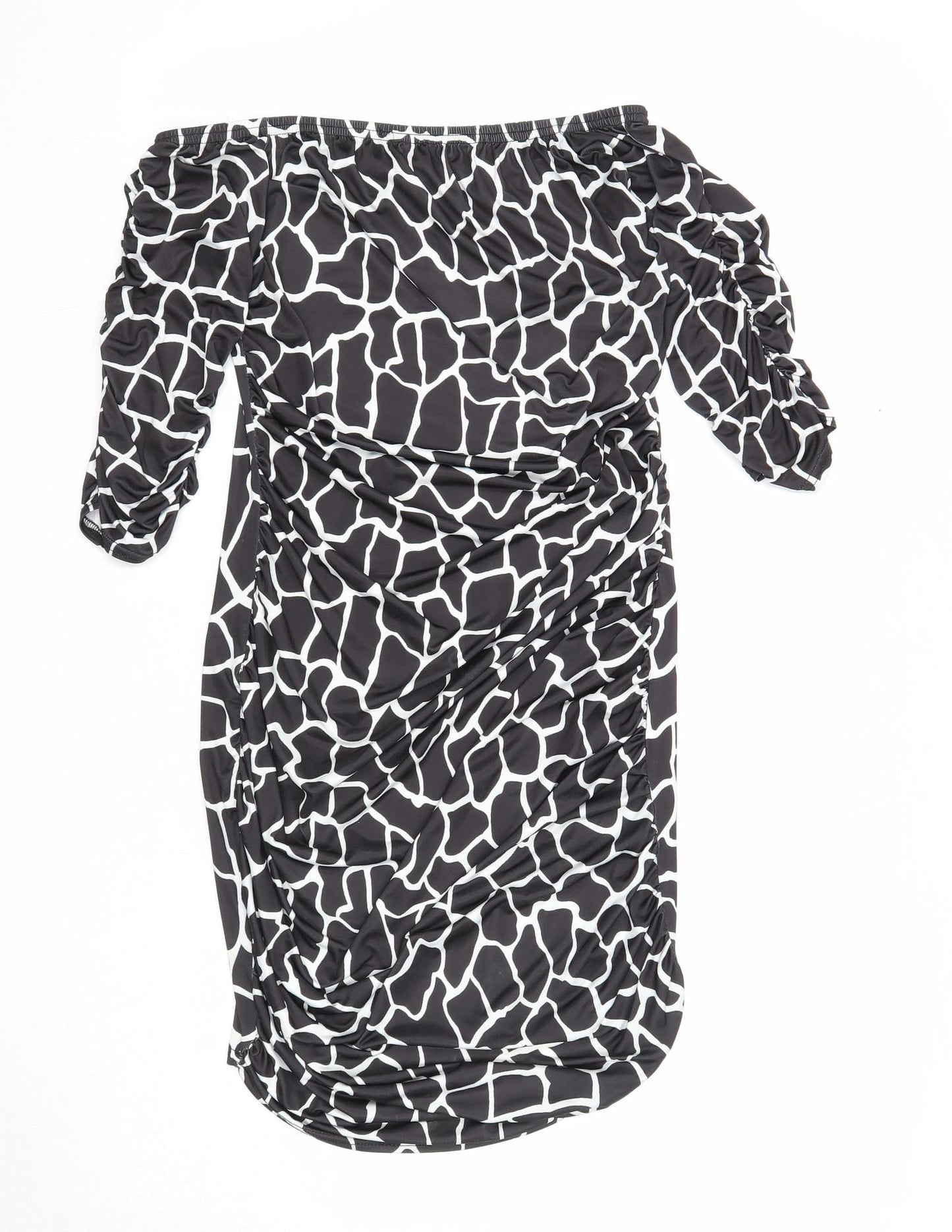 Nasty Gal Womens Black Geometric Polyester Bodycon Size 8 Off the Shoulder Pullover
