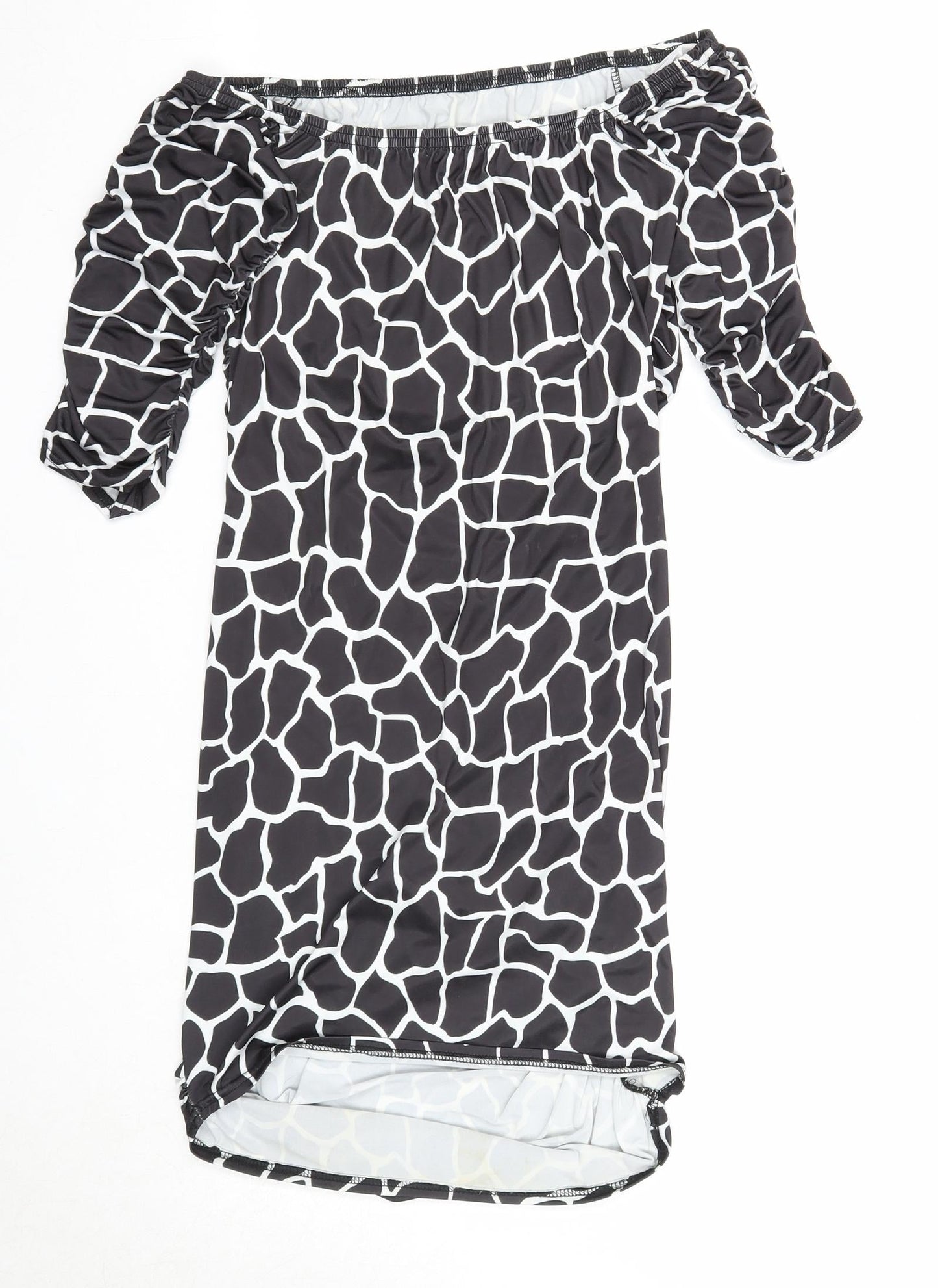 Nasty Gal Womens Black Geometric Polyester Bodycon Size 8 Off the Shoulder Pullover