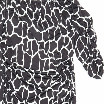 Nasty Gal Womens Black Geometric Polyester Bodycon Size 8 Off the Shoulder Pullover
