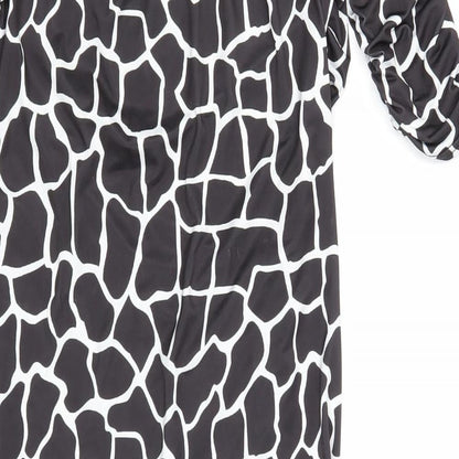 Nasty Gal Womens Black Geometric Polyester Bodycon Size 8 Off the Shoulder Pullover