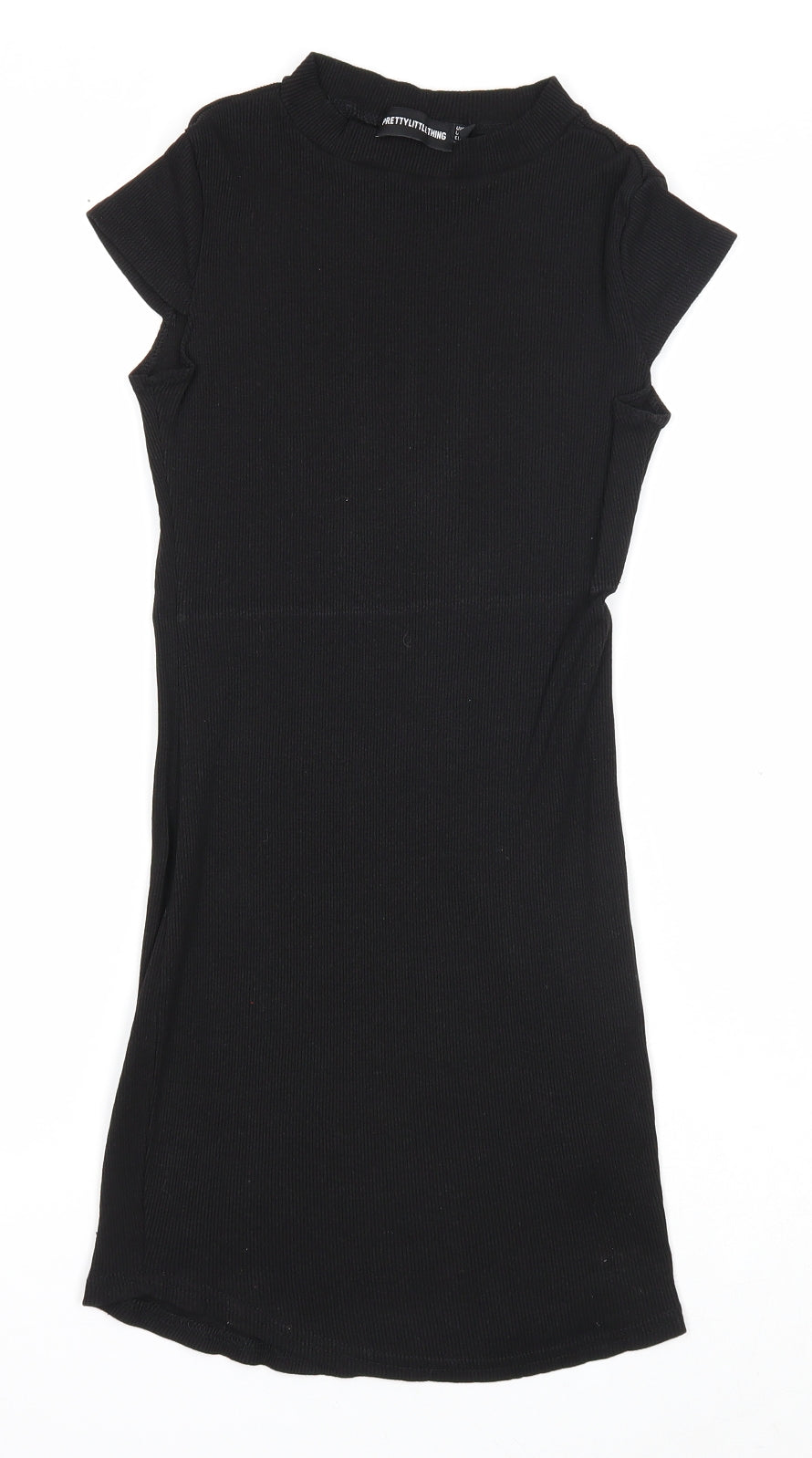 PRETTYLITTLETHING Womens Black Cotton Trapeze & Swing Size 8 Round Neck Pullover