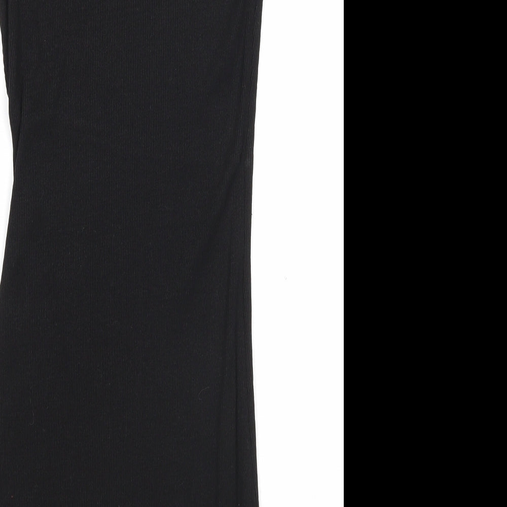 PRETTYLITTLETHING Womens Black Cotton Trapeze & Swing Size 8 Round Neck Pullover