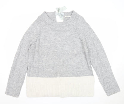 Easy Wear Womens Grey Round Neck Acrylic Pullover Jumper Size S