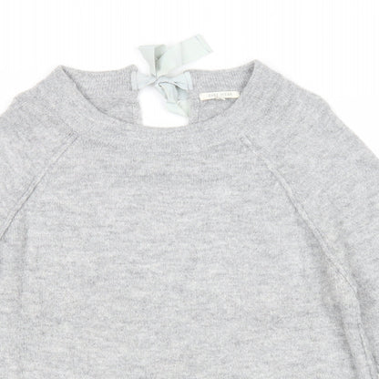 Easy Wear Womens Grey Round Neck Acrylic Pullover Jumper Size S