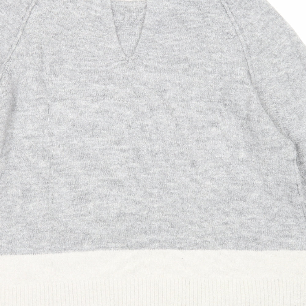 Easy Wear Womens Grey Round Neck Acrylic Pullover Jumper Size S