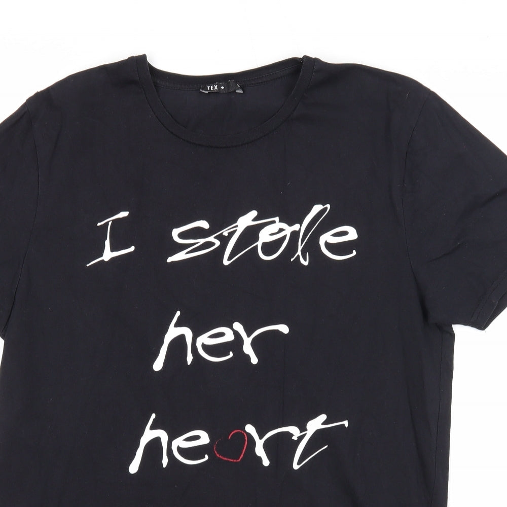 Womens UK Size L TEX Black Basic T-Shirt
