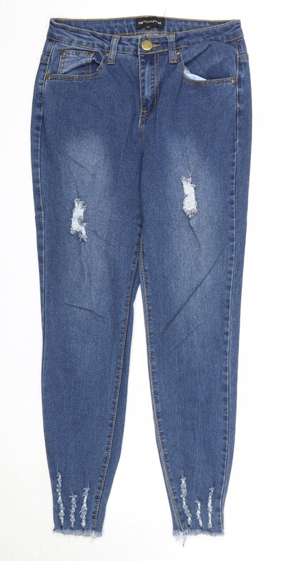 PRETTYLITTLETHING Womens Blue Cotton Skinny Jeans Size 8 Regular Zip