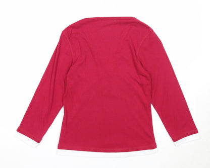 Key West Womens Pink V-Neck Polyester Pullover Jumper Size M