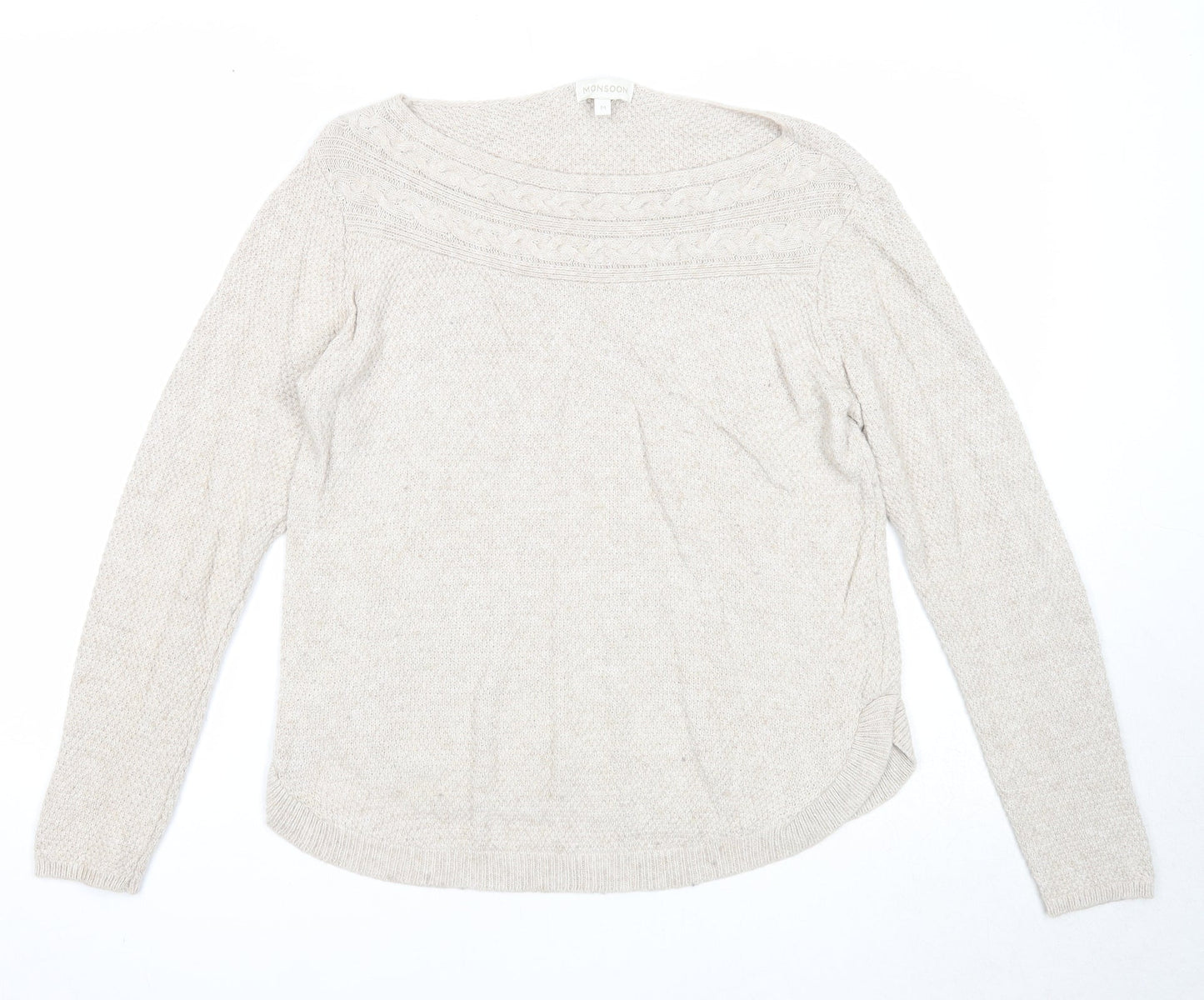 Womens UK Size M Monsoon Beige Pullover Jumper