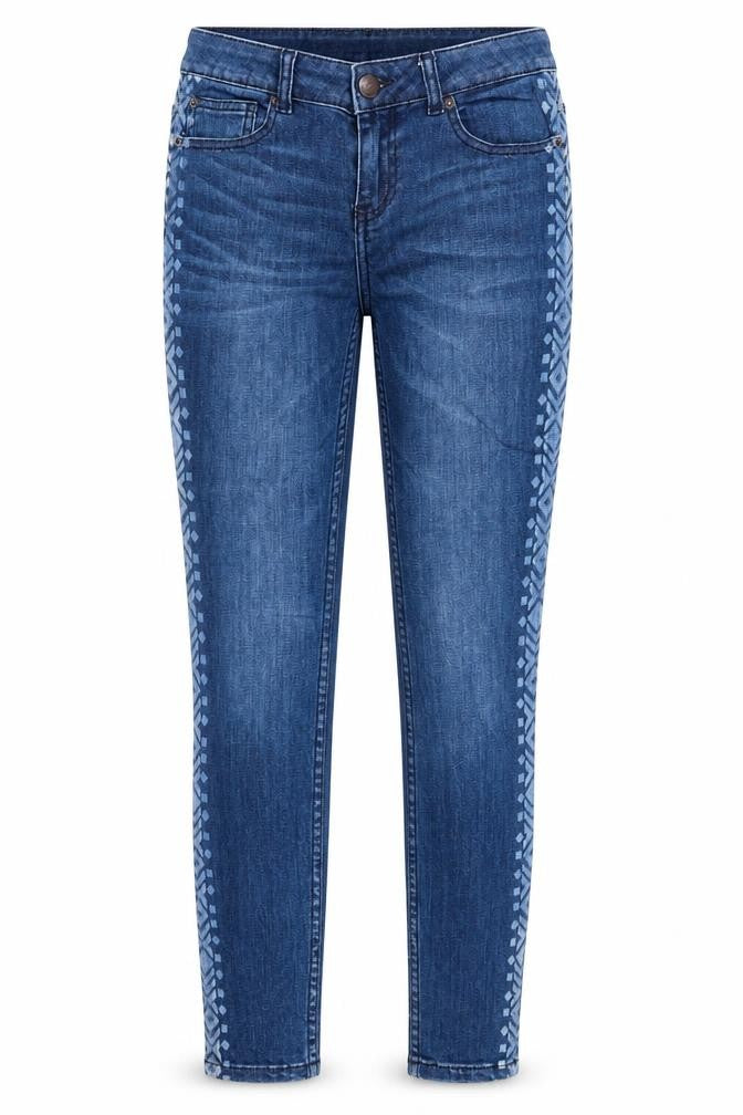 Womens UK Size 26 in Fishbone Regular Fit Skinny Blue Jeans