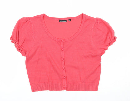 Womens UK Size M Initial Pink Cardigan Jumper