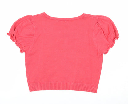 Womens UK Size M Initial Pink Cardigan Jumper